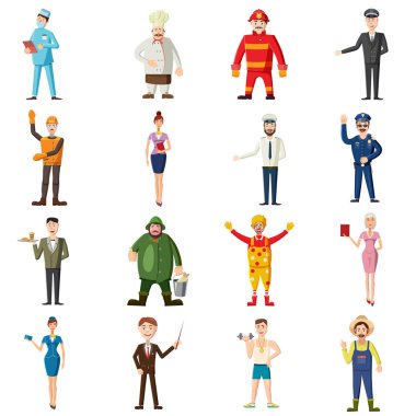 Meslekler Icons set, karikatür tarzı