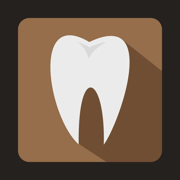 Weißes Zahn-Symbol im flachen Stil — Stockvektor