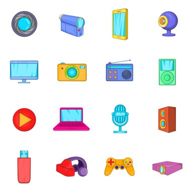 Multimedia Icons set, karikatür tarzı