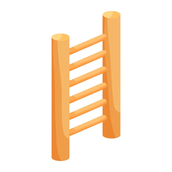 Ícone de escada vertical de madeira, estilo cartoon —  Vetores de Stock