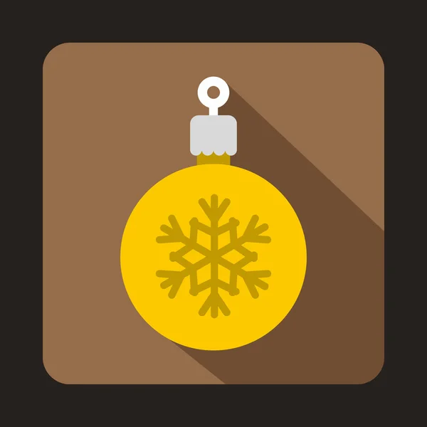 Palla gialla per l'icona dell'albero di Natale in stile piatto — Vettoriale Stock