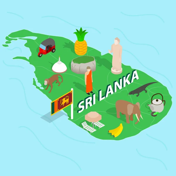 Sri Lanka concepto de mapa, estilo isométrico 3d — Vector de stock