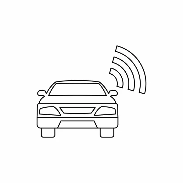 Car with wifi sign icon, outline style — Stock Vector