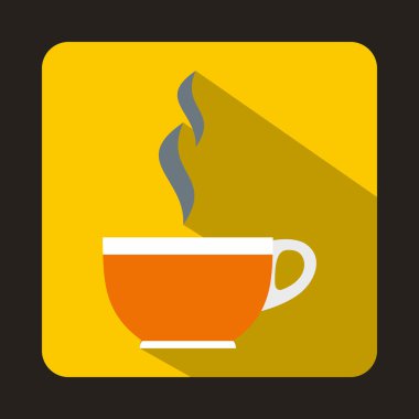 Cam fincan çay simgesi, düz stil