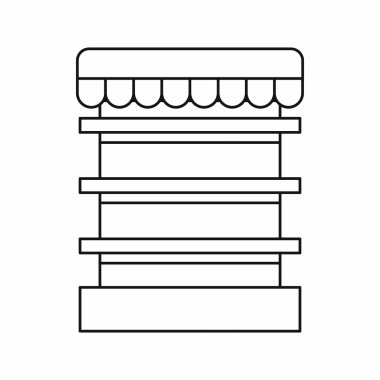 Boş süpermarket buzdolabı simgesi, anahat stili