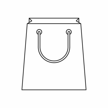 Kağıt alışveriş çantası simgesi, anahat stili