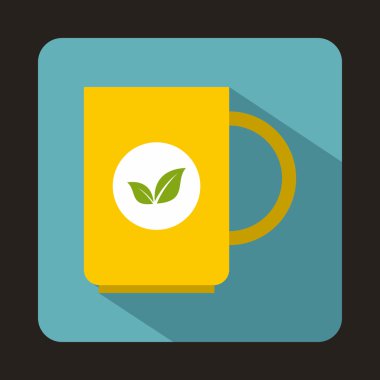 Sarı düz stil simgesinde çay fincan