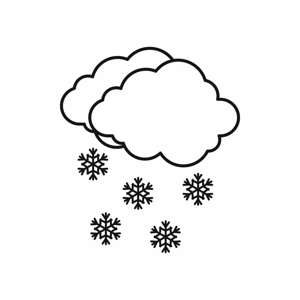 Icône nuage et flocons de neige, style contour — Image vectorielle