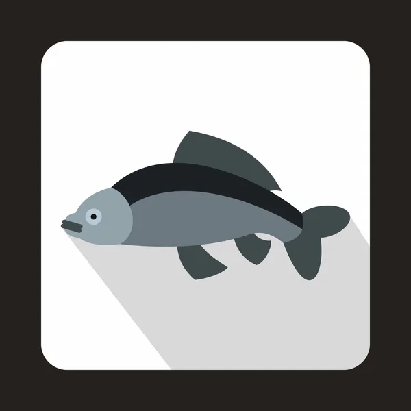 Grijze vis pictogram in vlakke stijl — Stockvector