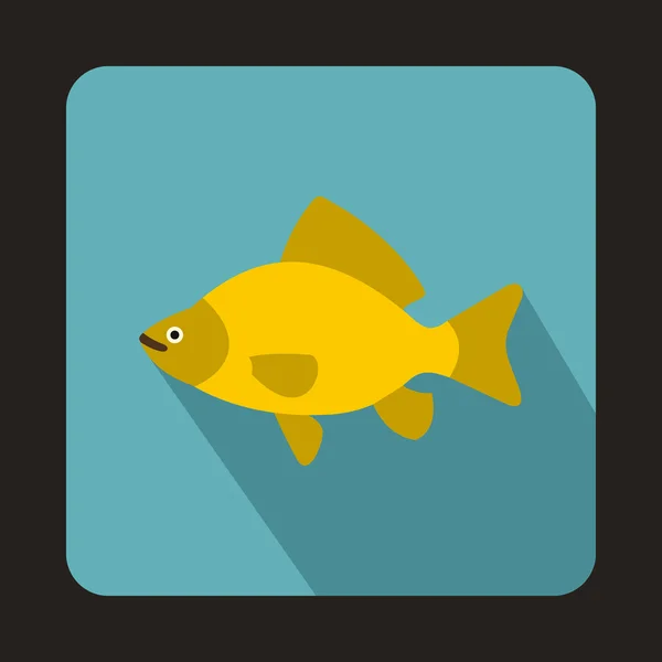 Yellow fish icon in flat style — Stock Vector