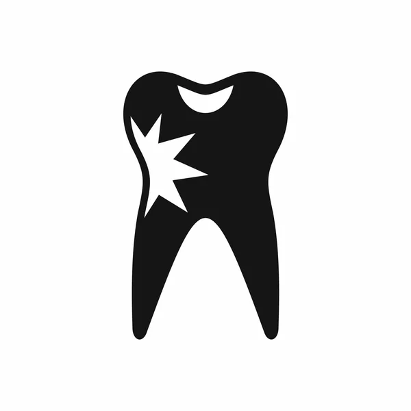 Gebarsten tand pictogram, eenvoudige stijl — Stockvector