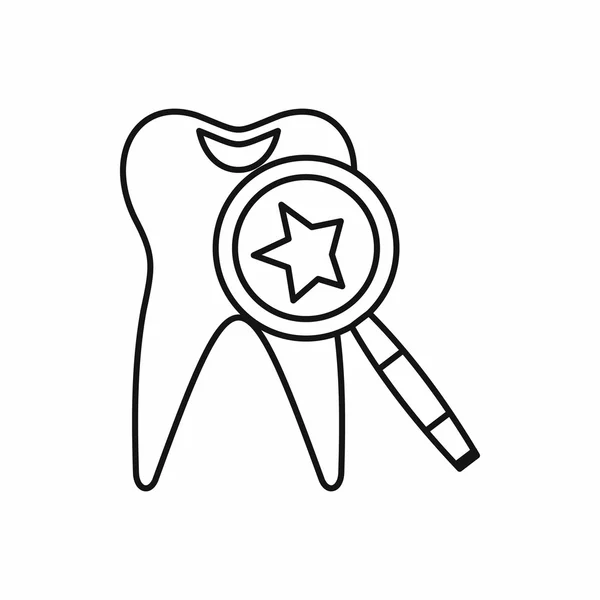 Büyüteç simgesi, anahat stili diş — Stok Vektör