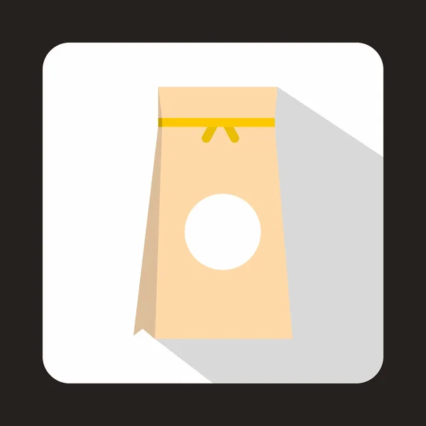 Tea packed in a paper bag icon, flat style — Stock Vector