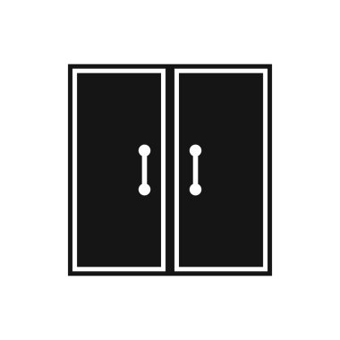 İki cam kapılar simgesi, basit tarzı