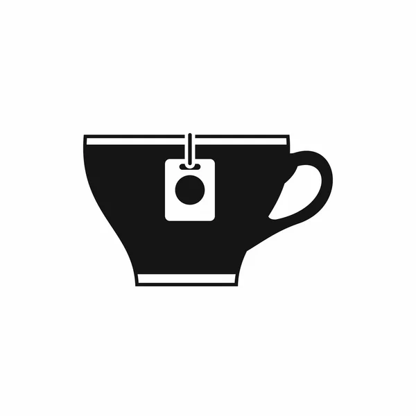 Cangkir dengan ikon kantong teh, gaya sederhana - Stok Vektor