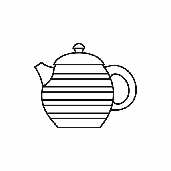 Striped teapot icon, outline style — Stock Vector