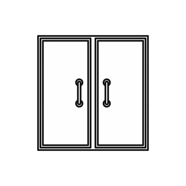 Twee glazen deuren pictogram, Kaderstijl — Stockvector
