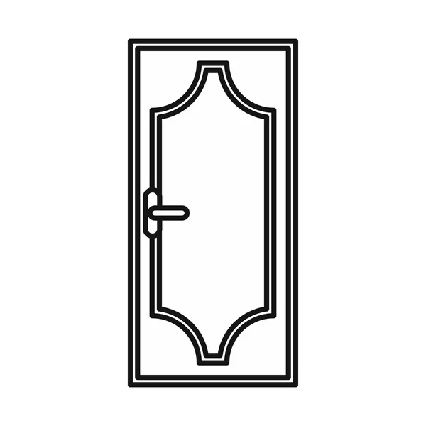 Holztür mit Glassymbol, Umrissstil — Stockvektor