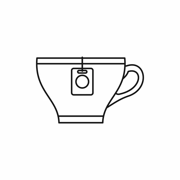 Coupe avec icône de teabag, style contour — Image vectorielle