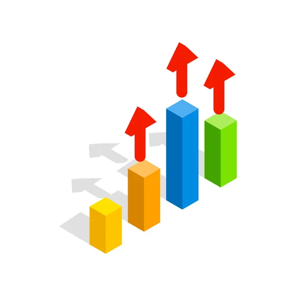 Growth chart icon, isometric 3d style — Stock Vector