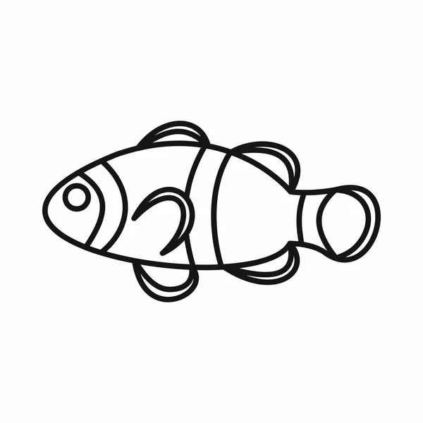 Lindo payaso icono de pescado, estilo de esquema — Vector de stock