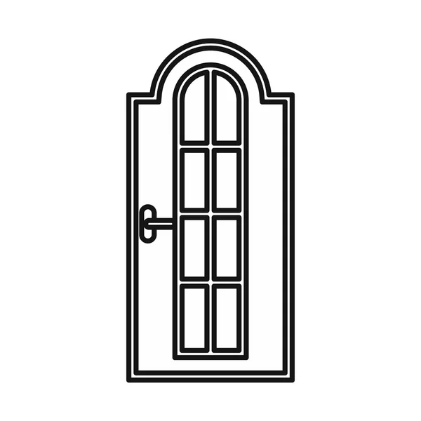 Арочні дерев'яні двері зі скляною іконою — стоковий вектор