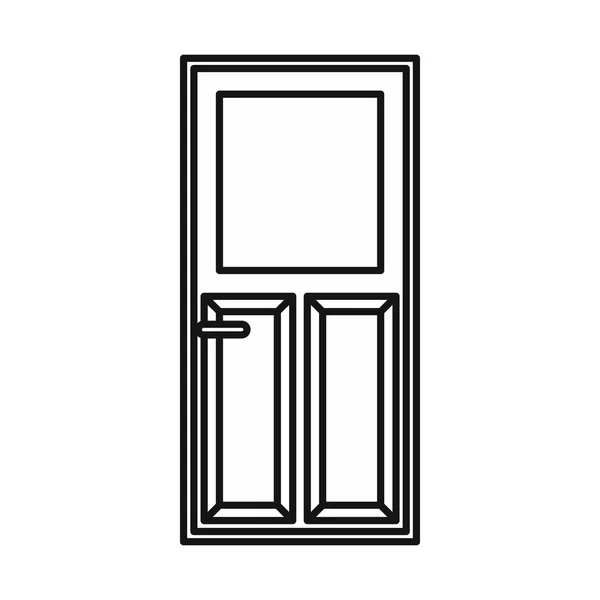Porta in legno con icona in vetro, stile contorno — Vettoriale Stock