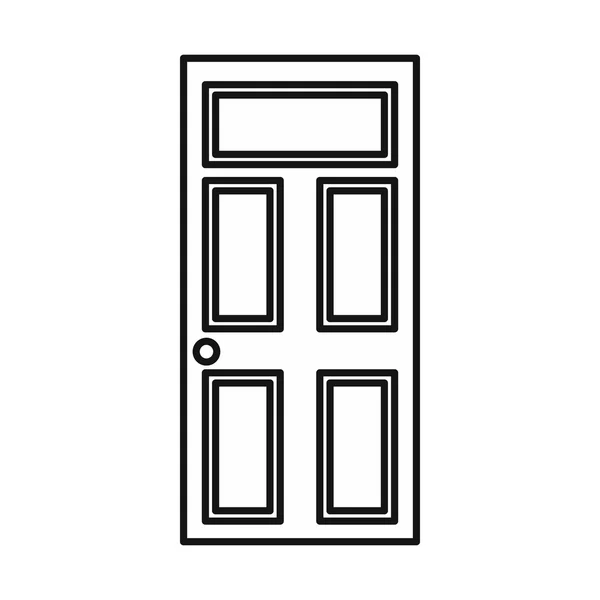 Dřevěné dveře se skleněnou ikonou, styl osnovy — Stockový vektor
