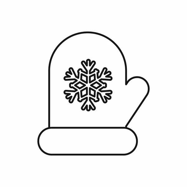 Mitten com ícone de floco de neve branco, estilo esboço — Vetor de Stock