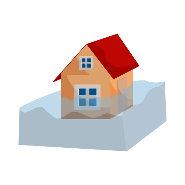 Icona assicurazione alluvione, stile cartone animato — Vettoriale Stock