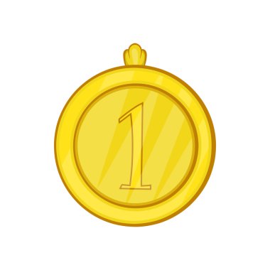 Altın ilk yer madalya simgesi, karikatür tarzı