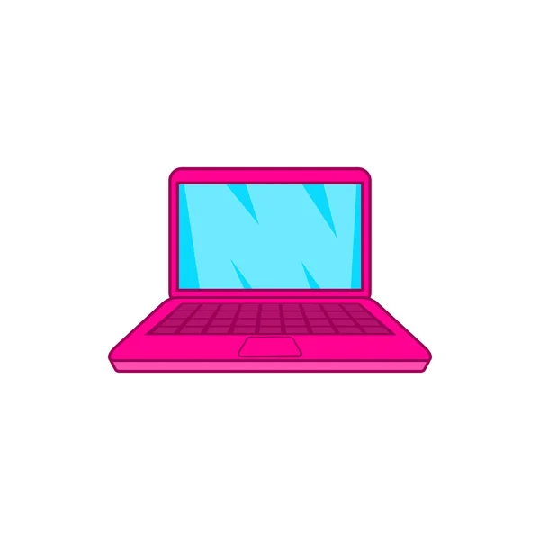Pinkes Laptop-Symbol im Cartoon-Stil — Stockvektor