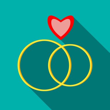 Nişan yüzüklerini simgesi, düz stil