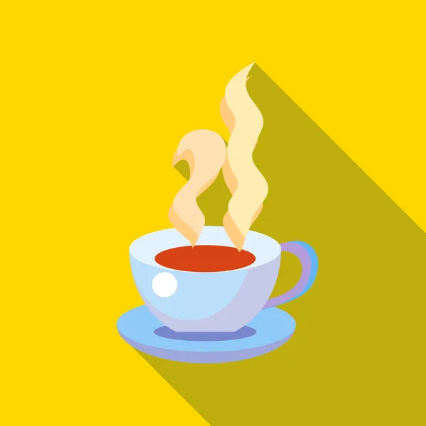 Taza de té caliente icono, estilo plano — Vector de stock