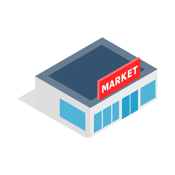 Supermarket building icon, isometric 3d style — Stock Vector