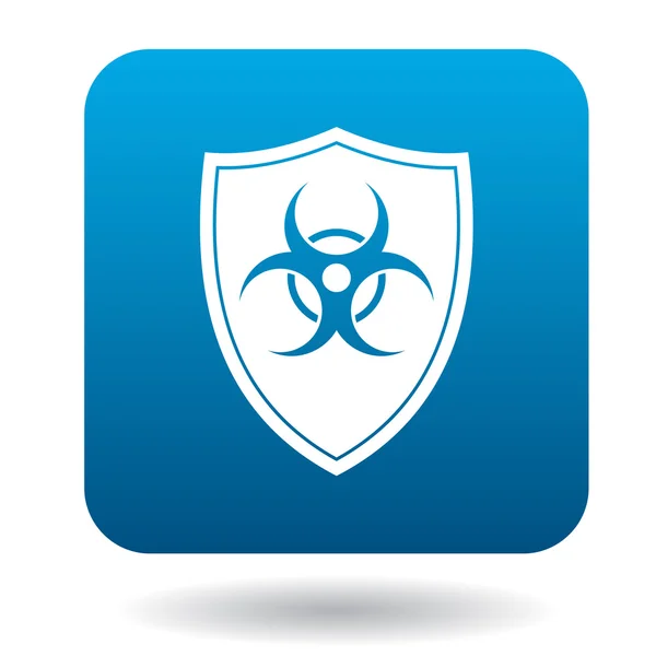 Shield with a biohazard sign icon, simple style — Stock Vector