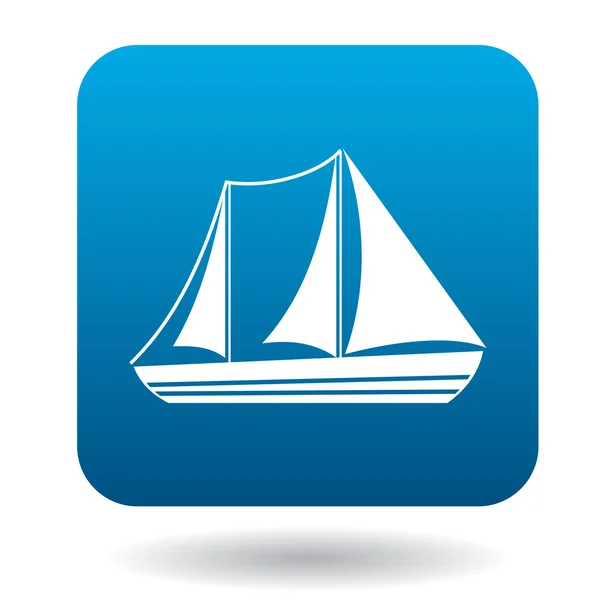 Barca a vela con due alberi icona, stile piatto — Vettoriale Stock