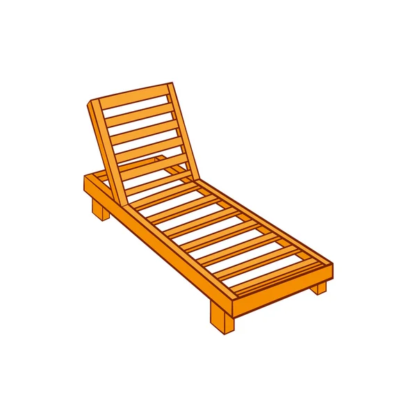 Icône de chaise longue en bois, style dessin animé — Image vectorielle