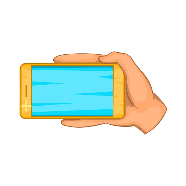 Hand with mobile phone icon, cartoon style — Stock Vector