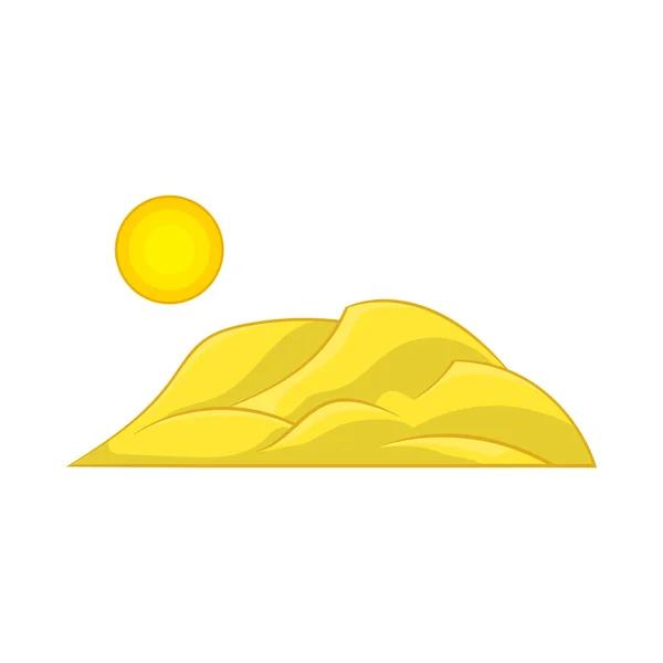 Dağ ve güneş simgesi, karikatür tarzı — Stok Vektör