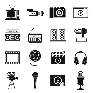 Ses ve video Icons set, basit tarzı