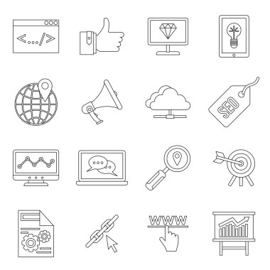 SEO Icons set, anahat stili