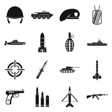 Askeri Icons set, basit tarzı