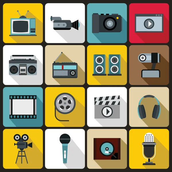 Audio and video set, flat style — Stock Vector