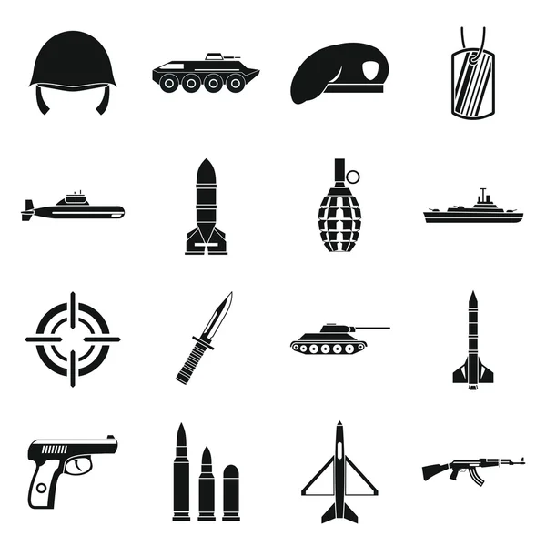 Conjunto de iconos militares, estilo simple — Vector de stock