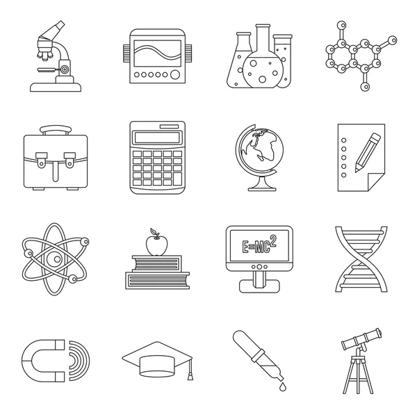 Conjunto de iconos de educación, estilo de esquema — Vector de stock