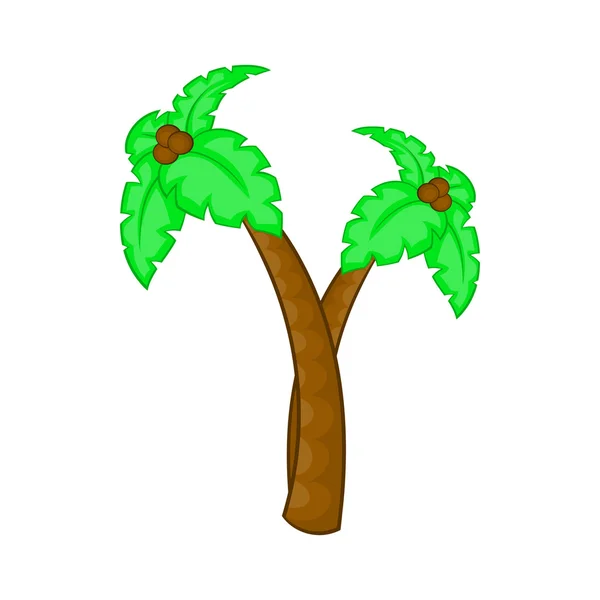 Palmera con el icono de cocos, estilo de dibujos animados — Vector de stock