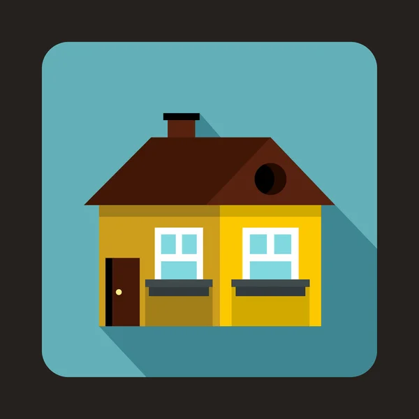 Yellow cottage icon, flat style — Stock Vector