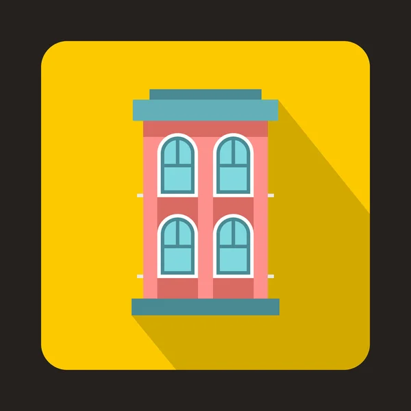 Pink two storey house icon, flat style — Stock Vector