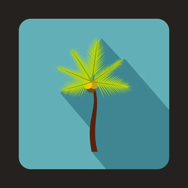 Cocos palm tree pictogram, vlakke stijl — Stockvector